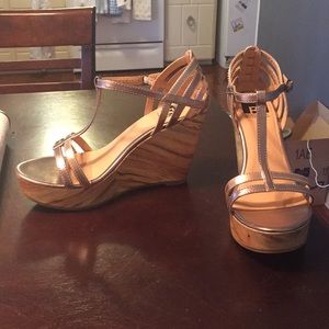 BC gold and tan wedges size 9 NWOT